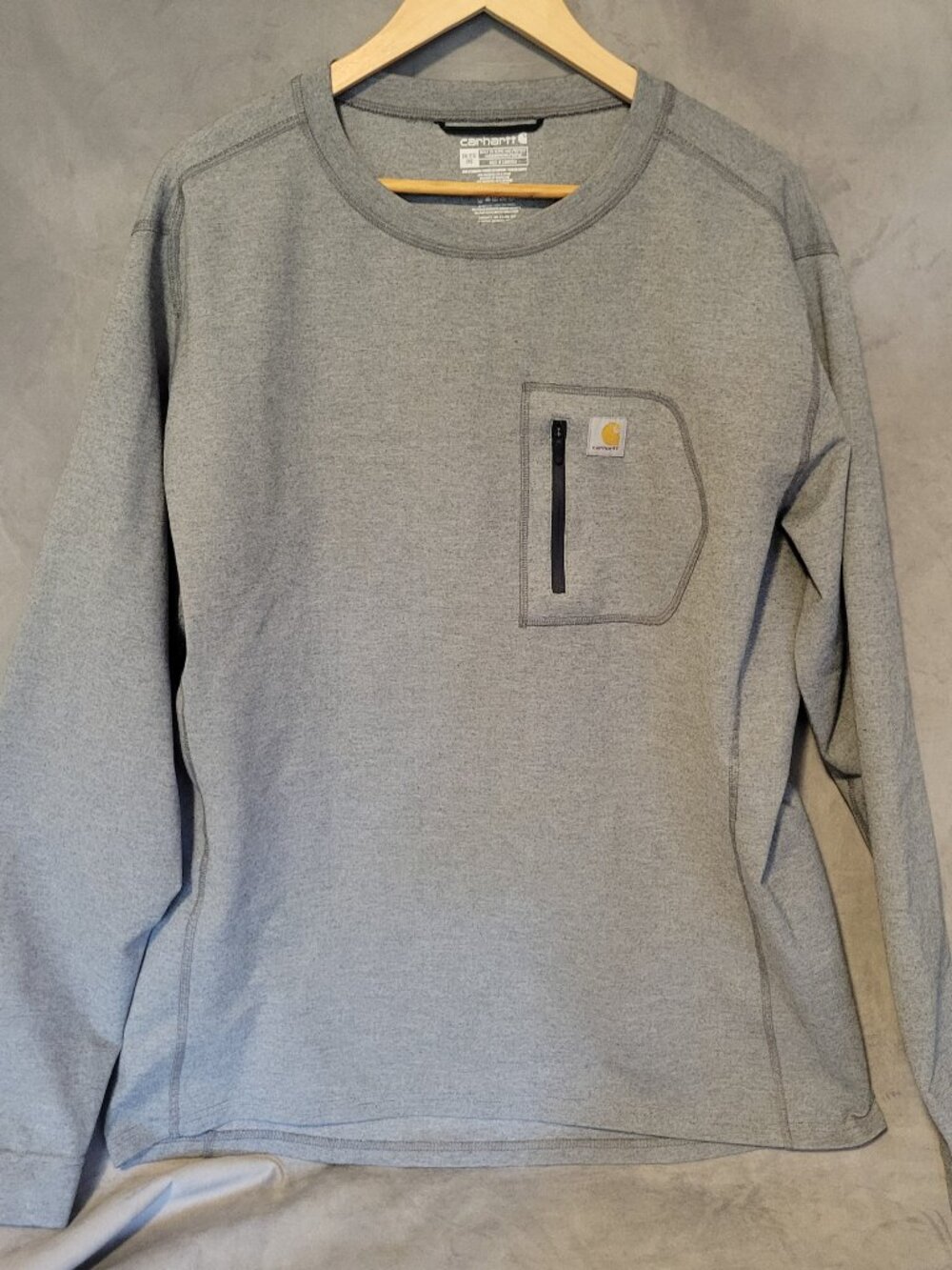 Carhartt Force Gray XXL Men's Pullover Long Sleeve Shirt Zipper Pocket Workwear